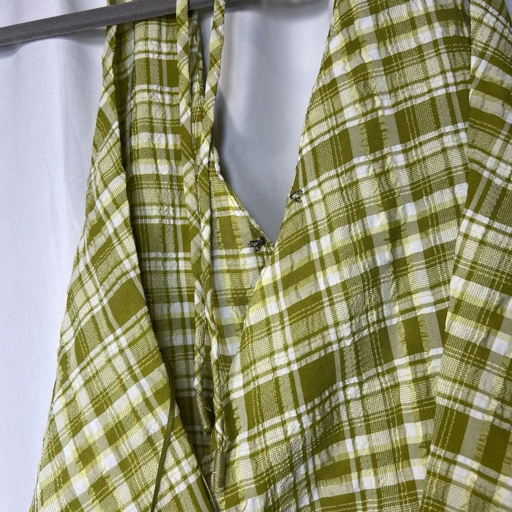 Free People Women’s Traymore Plaid Set S Green Crop Top Ruffle Skirt Festival